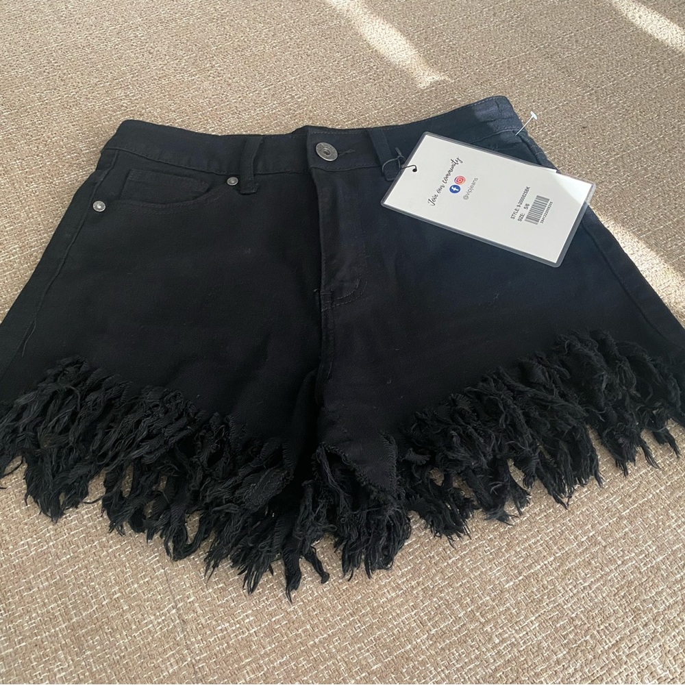 Black Distressed Shorts